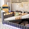 Schlafsofa Polsterbett, Samt mit Stauraum & LED, 90x200 cm, Grau, ohne Matratze Bild 5