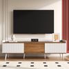 TV-Schrank 160 x 39 x 49,5 cm aus MDF und Spanplatte, 3 Türen in Weiß/Natur Bild 2