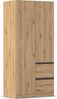 rauch Kleiderschrank, Drehtürenschrank COSTA, 2-türig, 2 Schubkästen, push-to-open, Eiche Artisan, 91 x 197 x 54 cm Bild 3