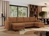 U-förmige Ecksofa, XXL Universalecke mit losen Kissen zum Wohnzimmer, Bettkästen und Schlaffunktion, schwarze Metallbeine - AXEL U - Orange Stoff Bild 3