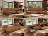 U-förmige Ecksofa, XXL Universalecke mit losen Kissen zum Wohnzimmer, Bettkästen und Schlaffunktion, schwarze Metallbeine - AXEL U - Orange Stoff Bild 2