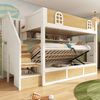 Etagenbett mit Treppenschrank, Stauraum und Lattenrost, 90x200 cm, Weiß Natur, ohne Matratze Bild 5