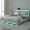 Furnishings Home Polsterbett LED Doppelbett 140x200cm, Stauraumbett mit Kopfteil und 4 Schubladen (Leinenmaterial Polsterbett mit RGB Beleuchtung), mit Lattenrost und Ladefunktion, mit Komforthöhe, Leises Design Bett Bild 5