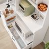 Highboard mit verstellbaren Regalböden und Schubladen, Küchenschrank mit ausziehbaren Regalböden und Riffelglas , Ideal für Esszimmer, Wohnzimmer und Küche (Weiß) Bild 3