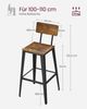 Vasagle Barhocker, 2er Set, Barstühle, Küchenstühle, mit Rückenlehne, Stahlgestell, einfache Montage, Industrie-Design, vintagebraun-schwarz Bild 2