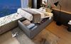 Polsterbett Bettgestell mit Stauraum & USB-Anschluss, 91x202x29 cm, Grau, ohne Matratze Bild 4