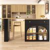 Bartisch MDF drehbar 360° ausziehbar 138-204cm mit Metallgriffen Sicherheitsglas Regal,Schwarz Bild 5