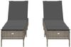 vidaXL Sonnenliegen mit Auflagen 2 Stk. Grau Poly Rattan 3261589 Bild 5