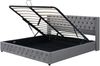 Merax Doppelbett 140*200cm, Polsterbett Ohrenform Doppelte Nietenreihe Flanell, Knopfnähte Kopf-und Fußende, Grau Bild 2