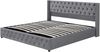 Merax Doppelbett 140*200cm, Polsterbett Ohrenform Doppelte Nietenreihe Flanell, Knopfnähte Kopf-und Fußende, Grau Bild 3