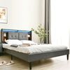 Polsterbett 140x200 cm mit LED-Beleuchtung, USB & Steckdose, Stauraum-Kopfteil in Grau, modernes Bettgestell Bild 3