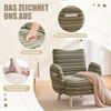 LVHOM Relaxsessel mit Seitentaschen, Polstersessel aus Bouclé-Stoff, Loungesessel mit Massivholzbeine, Einzelsessel, für Wohnzimmer, Büro, Schlafzimmer, Grün Bild 3