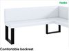 MEBLINI Eckbank für Esszimmer mit ausziehbarem Tisch - Küchenbank - Essecke - Sitzecke Küche - ERIC - U-Beine 128x168x87cm Rechts - Weiß Kunstleder/M Schwarz Hochgl. Bild 5