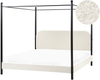 Himmelbett Bouclé DANNEMOIS 180 x 200 cm Cremeweiß Bild 1