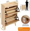 GarveeMore Schuhschrank mit 2 Klappschubladen aus Rattan und Kippschutz für Eingang,Flur Versteckter Schuhkommode,Stauraum für 12–15 Paar Schuhe, MDF-Rahmen Bild 3