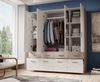 Stella Trading BOX Eleganter Kleiderschrank mit Spiegel & Schubladen - Geräumiger Drehtürenschrank in Sonoma Eiche Optik, Weiß - 180 x 198 x 55 cm (B/H/T) Bild 3