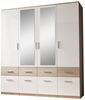 Stella Trading BOX Eleganter Kleiderschrank mit Spiegel & Schubladen - Geräumiger Drehtürenschrank in Sonoma Eiche Optik, Weiß - 180 x 198 x 55 cm (B/H/T) Bild 5