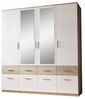 Stella Trading BOX Eleganter Kleiderschrank mit Spiegel & Schubladen - Geräumiger Drehtürenschrank in Sonoma Eiche Optik, Weiß - 180 x 198 x 55 cm (B/H/T) Bild 4