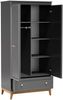 AX LIVING Kleiderschrank Nymphen Dunkelgrau 2 Türen Schublade MDF Eiche Beine Bild 4