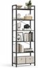 Vasagle Bücherregal 6 Ebenen, Standregal mit Stahlrahmen, freistehendes Regal, Wohnzimmer, ebenholzschwarz-tintenschwarz, 186 x 30 x 66 cm Bild 2