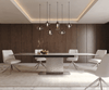 Esstisch Edge 200-300x100 Keramik Minas Melange Weiß-Beige Wave Edelstahl ausziehbar Bild 2