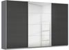 rauch Kleiderschrank, Schwebetürenschrank KULMBACH, 3-türig, 1 Spiegeltüre, inkl. Türdämpfer und weiterem Zubehör, Hochglanz Effektgrau/Grau metallic, 360 x 231 x 63 cm Bild 3