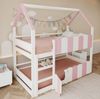 Hochbett Mit Hausdesign 90x200 In 3 Farben Rosa Metall Konstruktion 120kg Tragkraft Kinderzimmer Spielbereich Bild 3