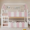 Hochbett Mit Hausdesign 90x200 In 3 Farben Rosa Metall Konstruktion 120kg Tragkraft Kinderzimmer Spielbereich Bild 2