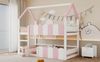 Hochbett Mit Hausdesign 90x200 In 3 Farben Rosa Metall Konstruktion 120kg Tragkraft Kinderzimmer Spielbereich Bild 4
