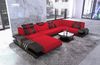 Couchlandschaft Venedig U Form in Stoff - Mikrofaserstoff - rot-schwarz - Links Bild 2