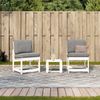 3-tlg. Garten-Lounge-Set, Gartenmöbel Weiß Massivholz Kiefer Bild 3