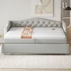 Ausziehbett 90×200 cm als Schlafsofa mit Lattenrost und USB-Anschluss, Grau, ohne Matratze Bild 4