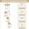 ZMH Pendelleuchte 3 Flammig Hängelampe Esstisch Rund Gold E27 Glasschirm Ø 16 Für Esszimmer Küche Wohnzimmer Cafe Bar Ohne Leuchtmittel Bild 3