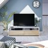 Dmora Ahuri TV-Schrank, TV-Ständer, modernes niedriges Wohnzimmer-Buffet, Wohnzimmer-TV-Sideboard mit 2 Türen, 130 x 40 x 36 cm, Weiß und Eiche Bild 5