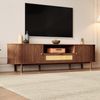 TV-Schrank 175x36x51cm geschwungenes Design Walnuss halbrunde Türen offenes Fach Schubladen Bild 4