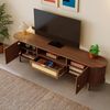 TV-Schrank 175x36x51cm geschwungenes Design Walnuss halbrunde Türen offenes Fach Schubladen Bild 2