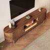 TV-Schrank 175x36x51cm geschwungenes Design Walnuss halbrunde Türen offenes Fach Schubladen Bild 5