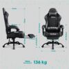 Yaheetech Gaming-Stuhl mit Massagefunktion & Kopfstütze & Fußstütze Ergonomischer PC-Stuhl, höhenverstellbarer Drehstuhl Computerstuhl Verstellbare Rückenlehne, Kunstleder Schwarz, 72 × 72 × 124,5–134 cm Bild 4