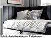 MEBLINI Kinderbett mit Bettkasten MAYA 3 80x200 Links – H3/Schwarz Samt Gepolstert Einzelbett mit Matratze - Polsterbett mit Stauraum - Bett mit Kopfteil – Stauraumbett Bild 3