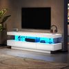 TV-Schrank Weiß Hochglanz 160 cm mit 3 Glasfächern LED-Beleuchtung Bluetooth App steuerbar Bild 4