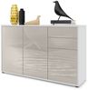 Vladon Sideboard Ben V3, Kommode mit 3 Türen und 2 Schubladen, Weiß matt/Sandgrau Hochglanz (117 x 74 x 36 cm) Bild 5