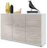 Vladon Sideboard Ben V3, Kommode mit 3 Türen und 2 Schubladen, Weiß matt/Sandgrau Hochglanz (117 x 74 x 36 cm) Bild 4