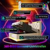 Merax Doppelbett 180*200 cm Polsterbett, 360-Surround-LED-Funktion, Drucktaste/App, gepolstertes Kopfteil mit USB Typ-C Ladefunktion, weiß PU Bild 5