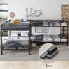 Etagenbett 90×200/140×200 cm mit 3-stufiger Leiter und stabilem Lattenrost, Schwarz, ohne Matratze Bild 4
