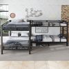 Etagenbett 90×200/140×200 cm mit 3-stufiger Leiter und stabilem Lattenrost, Schwarz, ohne Matratze Bild 2