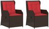 vidaXL Liege-Gartenstühle 2 Stück mit Kissen Braun Polyrattan 368997 Bild 2