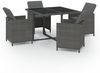 vidaXL 5-tlg. Garten-Essgruppe mit Auflagen Poly Rattan Grau 3095509 Bild 2