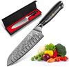 KingLux Damastmesser Damast Santokumesser aus Damaszener Stahl Küchenmesser Bild 5