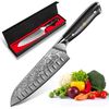 KingLux Damastmesser Damast Santokumesser aus Damaszener Stahl Küchenmesser Bild 4