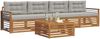 vidaXL Outdoor-Sofagarnitur mit Kissen 5 pcs Natürlich und Hellgrau 3372991 Bild 3